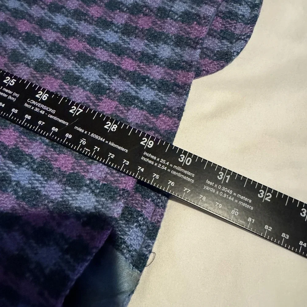 Vintage 80s ALEXANDRE Harris Tweed Wool Blazer Plaid Blue Purple - Fitted Large